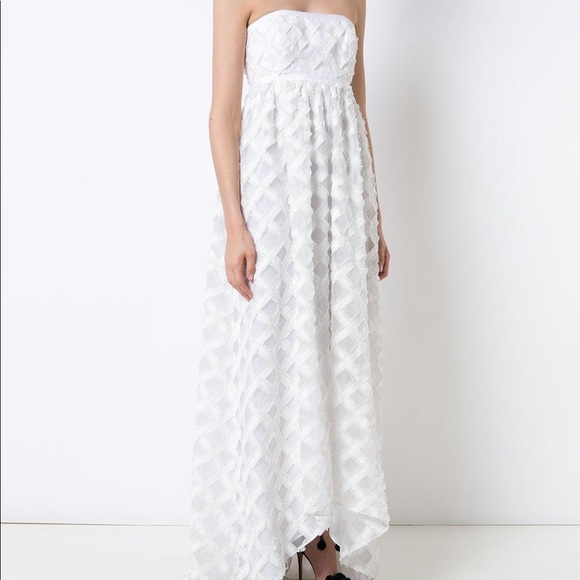 🍃🌹Zac Posen 'Lila' White Frayed Crosshatch  Gown - Picture 3 of 5